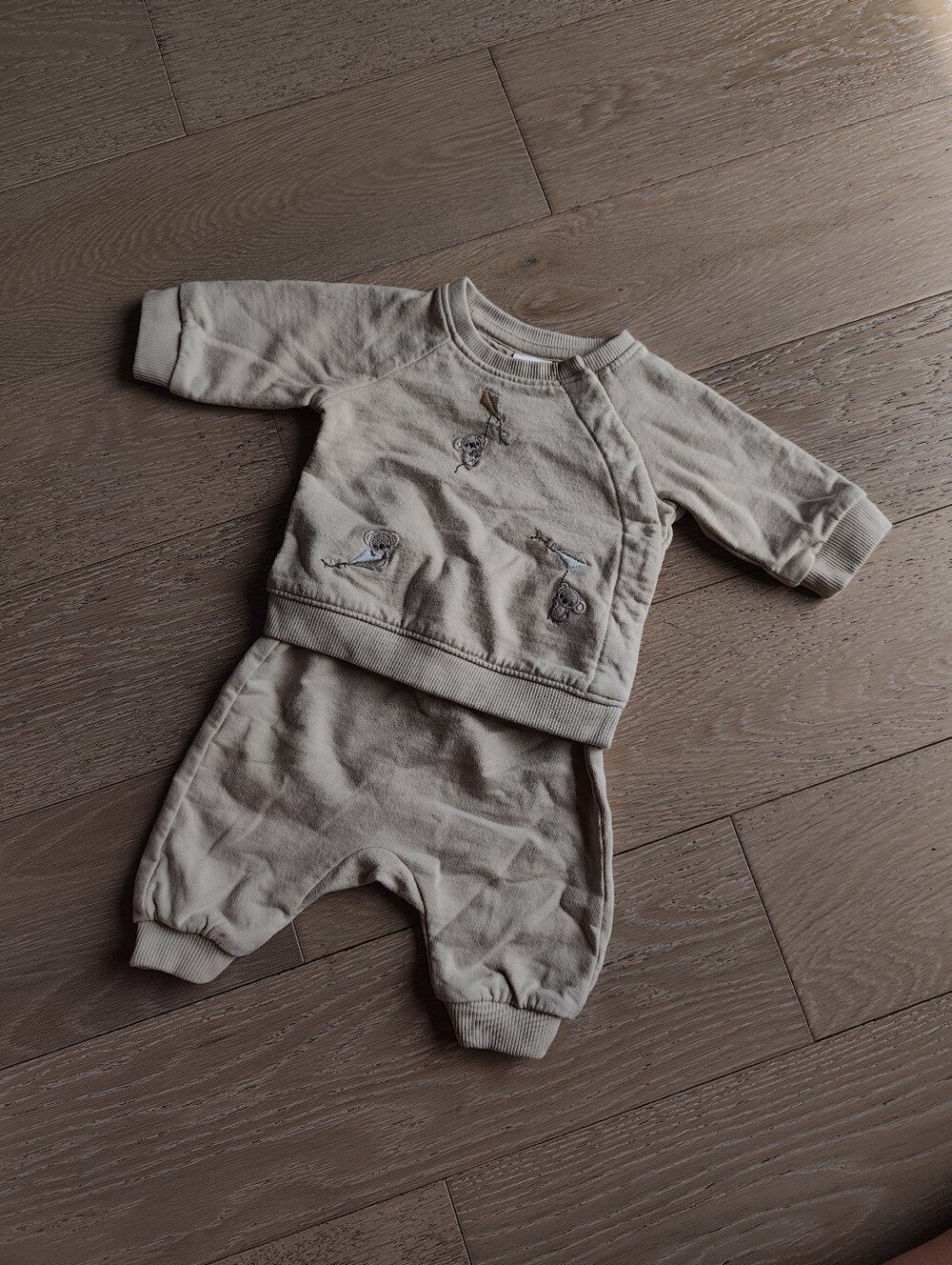 H&M Cream Sweatshirt Set with Embroidered Koala Bears US Preemie 100% Cotton